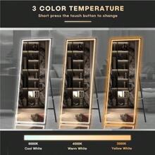 Dripex LED Full Length Dressing Mirror, 140x40cm Free Standing Floor Mirror, Wall Mounted Hanging Mirror With Lights, Full Size Body Mirror With Dimming & 3 Color Lighting For Bedroom (Black Frame) - Black Frame-140 X 50 Cm - View 3