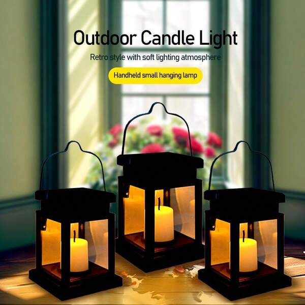 LED Solar Lantern, Solar Candle Flickering Flame Hanging Lanterns With Clip, Outdoor Waterproof Hanging Solar Lantern, Decorative Lights For Garden, Yard, Patio, Lawn, Camping, Umbrella, Tree, Desk Solar Candle Lights