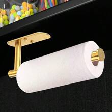 VAEHOLD Adhesive Paper Towel Holder Under Cabinet Wall Mount For Kitchen Paper Towel, Black Paper Towel Roll Holder Stick To Wall, SUS304 Stainless Steel(Black) - Gold - View 2