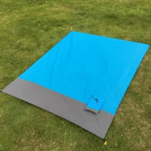 1pc Extra Large Waterproof And Sand-Proof Beach Blanket With 4 Stake Corners, Foldable Beach Mat Suitable For 4-7 Adults - Quick Dry, Sand Proof Picnic Pad For Travel, Camping, Hiking - Lightweight Polyester Fabric, Suitable For All Season Outdoor Recreation, Outdoor Beach Accessories | Leisure Outdoor Mat | Lightweight Pad Beach Essentials