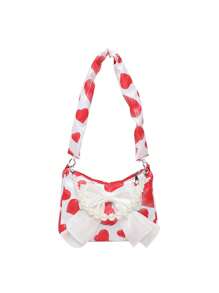 A Brand New Mini Bow Pearl Handbag, Fashionable And Avant-Garde, Made Of Exquisite And Simple Pu+Woven Material, Suitable For School, Shopping, Travel, And Spring Outings. It Is The Best Choice For Girl To Use In Spring And Is The Best Gift For Friends And Classmates - Bow Pearl Handbag - View 10