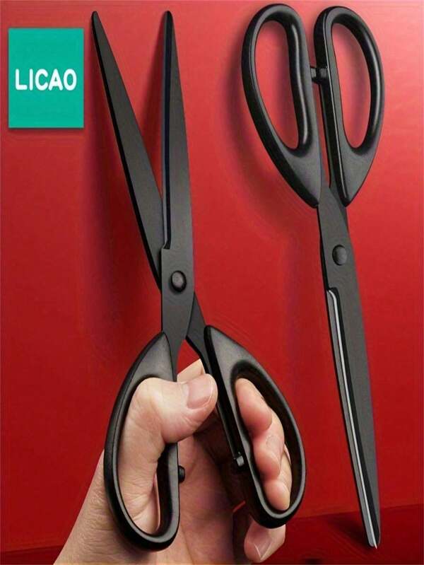 1 pieza Tijeras con borde negro, tijeras de cocina para el hogar, tijeras de oficina cortadas a mano, tijeras antiadherentes para hilos, herramientas para hombres