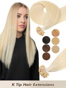 50pcs K-Type & V-Type Keratin Hair Extensions, Real Human Hair Extensions, 14-22 Inches Straight Hair, K-Type Keratin Hair Wefts, Invisible V-Type Hair Extensions - Multicolor - View 36