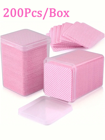 2000/1000/200pcs Nail Wipes - Professional Lint-Free Nail Polish Remover Pads, UV Gel Cleansing Tissues, Unscented Manicure Prep And Finish Nail Art Cleaning Tool(Pink)