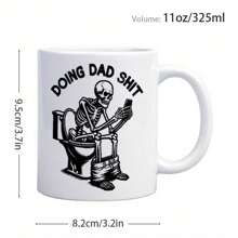 1 Piece Funny Skull 'Doing Dad Things' 11oz Ceramic Coffee Mug - Humorous Skeleton Design, Perfect Gift For Father's Day, Birthday, Christmas, Halloween, Thanksgiving, Etc - Black Handle Cup - View 7