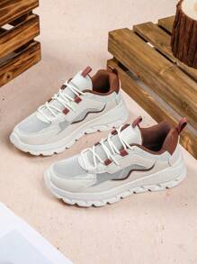 Multicolor Patchwork Sports Sneakers For Men And Women, Lace-Up, Durable, Non-Slip, Wedge Heel Chunky Sneakers, Suitable For Holidays, Parties, Gatherings, Gifts - Multicolor - View 3