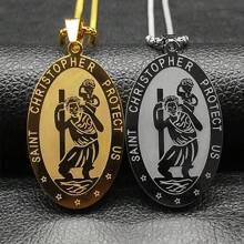 Saint Christopher Protect Us Medal Pendant Necklace For Women Men Stainless Steel Gold Color Catholic Chain Jewelry - Necklace - View 3