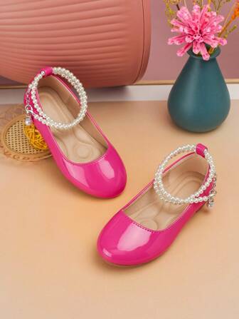 1 par de zapatos estilo Mary Jane suave con decoración de perla, estilo vintage, para niñas, adecuado para todas las estaciones, primavera/otoño 2025