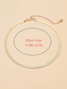 1pc Minimalist Gold Flat Snake Bone Necklace - Yellow Gold - View 3