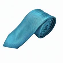 Plain Twill Slim Tie With Stripes - 藍色 - 查看 2