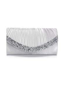 Glitter Women Clutch Purple Color Fashion Lady Evening Bags Party Wedding Chain Shoulder Envelope Design Shoulder Box Purse With Elegant Rhinestones Necklace Earrings Bracelet Jewelry Set For Wedding Bridal, Prom Bag For Party