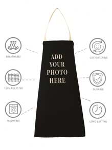 1pc Customizable Photo Linen Apron, Personalized Kitchen Apron With Logo Design, Breathable Lightweight Chef Cooking Apron, Kitchen Accessories - Multicolor - View 8