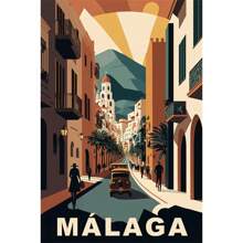 1pc Wall Arts Posters Optional Frame Travel Canvas Poster, Retro Travel Poster Malaga City Canvas Printing Art Village Beach Sunshine Coast Retro Wall Art Picture Mural Home Decoration, Frameless ,Wall Art With Frame - Multicolor - View 19