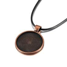 5 pièces/paquet Cadre de pendentif de 25 mm avec cordon de cire, base de cabochon rond vide pour DIY, accessoires de bijoux de collier
