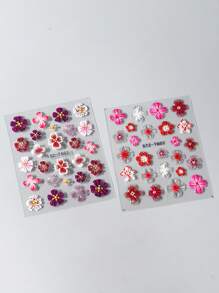 5D浮雕花朵指甲贴纸软糖果冻图案花卉指甲贴花极光渐变透明花朵美甲贴纸优雅焦糖花朵指甲配件女士美甲