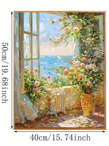 1 Bộ tranh sơn dầu kỹ thuật số theo chủ đề Nhà cây DIY, Bộ tranh sơn dầu nghệ thuật để trang trí phòng ngủ và trang trí tường nghệ thuật, Thủ công vẽ tranh đơn giản và thú vị để thực hiện ước mơ vẽ tranh của bạn, Món quà tuyệt vời nhất cho bạn bè, 40 * 50CM - màu xanh lá - Xem 2