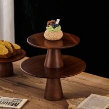 Retro stojak na ciasto z drzewa sandałowego, taca na desery, talerz na słodkie przekąski do salonu, podwyższony stojak na ciasto na przyjęcie urodzinowe