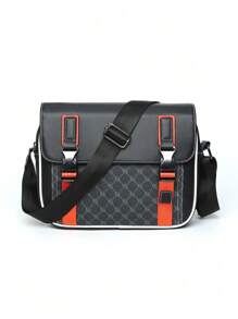 Bolso bandolera cuadrado con solapa y diseño geométrico de estilo para hombre, bolso cruzado clásico, bolso de hombro, bolso bandolera como regalo del Día del Padre