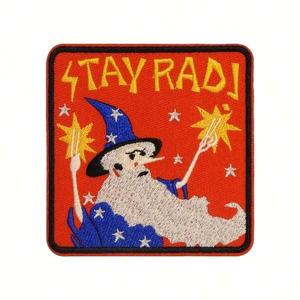 1pc Medium Keep Calm Wizard Embroidered Patch, Magic Patch, Wizard Patch, Novelty Patch, Iron-On, Suitable For Clothing, Hats, Backpacks, DIY Creative Decoration Patch