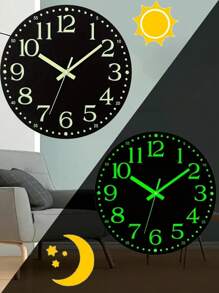 ساعة حائط مضيئة، بتصميم صامت] ساعة حائط مضيئة بقطر 10 إنش و 12 إنش، لا يشتمل على بطاريات AA ، قطعة واحدة - صامتة بدون طقطقة، أرقام ومؤشرات مضيئة، بتصميم مسطح علوي ساعة رقمية ساعة منبه لديكور الغرفة