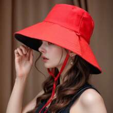 Korean Reversible Bucket Hat, Solid Color Double-Sided Super Versatile, Large Brim Face Cover, Sun Protection For Summer - Multicolor - View 7