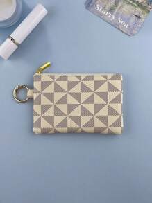 Women's Mini Cute Plaid Print Coin Purse With Detachable Keychain Multifunction Card Holder Key Pouch Portable Zippered Coin Bag Earphone Bag For Women Wallet Mini Wallet Purse Wallet Coin Wallet Wallet - Multicolor - View 14