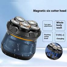 10W High Power 6D Floating Six-Blade Bald Head Electric Hair Clipper, Bald Head Electric Shaver, Home Self-Haircut Shaver, 1400mAh Large Capacity Lithium Battery Type-C Charging, 2 Gear Adjustment, Travel Lock, LED Smart Display, Gift For Boyfriend/Dad