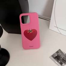 Funda de teléfono suave con diseño de fruta minimalista y creativo con forma de corazón, 1 pieza, para las series de Apple iPhone 16/15/14/13/12/11, estilo Ins, primavera y verano
