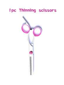Professional Pet Grooming Scissors Set - Straight Shears, Thinning Shears, Curved Shears, Steel Comb, Suitable For Pet Hair Trimming And Brushing, Pink Grooming Kit
