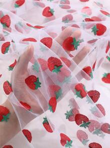 1 pieza Camino de mesa con estampado de fresa, 75cm*300cm Camino de mesa de malla, adecuado para cumpleaños, recepción de bodas, decoración de cumpleaños, fiesta de bodas, decoración del hogar, camino de mesa con tema de fresa de verano, decoración de mesa de comedor para fiestas festivas - Fondo blanco fresa - Ver 7