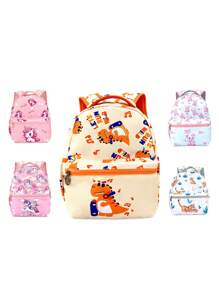 Kindermode Plaatsing Print Volledige Grafische Peuter Kleuterschool Cartoon Dinosaurus Eenhoorn Hart Rugzak, Schattige Ontwerpen Geliefd Bij Kinderen, Perfect Casual Dagrugzak Cadeau Voor Verjaardag, Vakantie