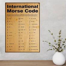 1pc International Morse Code Education Learning Print Canvas Wall Art Decor Poster, Home Office Farmhouse School Classroom Kitchen Living Room Bedroom Wall Decor, No Frame