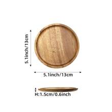 Bandeja de servir de madera de acacia natural, decoración rústica minimalista para el hogar, bandeja para sushi, pastel, pan, café, té y barbacoa