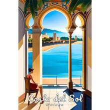 1pc Wall Arts Posters Optional Frame Travel Canvas Poster, Retro Travel Poster Malaga City Canvas Printing Art Village Beach Sunshine Coast Retro Wall Art Picture Mural Home Decoration, Frameless ,Wall Art With Frame - Multicolor - View 57