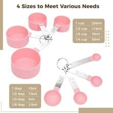 8pcs Measuring Cups & Spoons Set, Stackable Cups And Spoons, Nesting Measure Cups With Stainless Steel Handle, Kitchen Gadgets For Cooking & Baking - Multicolor - View 3