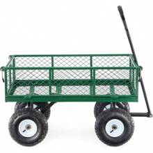 GOR400-COM Steel Garden Cart, Steel Mesh Removable Sides, 3 Cu Ft, 400 Lb Capacity - Green - View 8