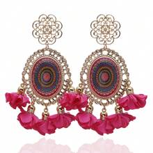 1 Pair Bohemian Romantic Floral Statement Earrings Women's Elegant Vintage Pattern Large Hoops For Holiday Fashion Jewelry