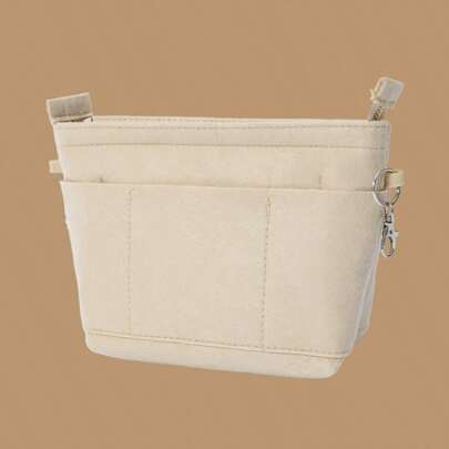 1 件女士多用途毡衬里内袋，大容量可洗化妆包，桌上收纳袋，洗漱包