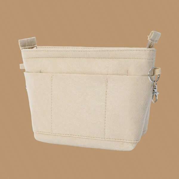 1 pieza Bolsa interior con forro de fieltro de uso múltiple para mujeres, bolsa de maquillaje lavable de gran capacidad, organizador de escritorio, neceser