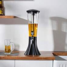 New Plastic 3l Beer Tower Beverage Dispenser With Ice Tube Keep Beverages Ice Cold For Home/Bar/Party/Gameday - Black - View 1