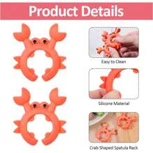 Soporte para cucharas en forma de cangrejo de 4 piezas, utensilio de cocina de silicona ajustable para proteger contra escaldar ollas, escurridor para mostrador de cocina o estufa, regalo divertido de cangrejo (naranja rojo) - Multicolor - Ver 8
