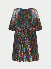 New Summer European & American Women's Sequin Round Neck Cocktail Party Versatile Fashion Dress