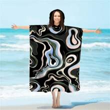 1 halat de baie de schimb, poncho de surf absorbant de apă, halat de baie cu glugă cu uscare rapidă, subțire, ușor, rezistent la vânt și UV, moale și cald, potrivit pentru înot, duș, scufundări, surfing pe plajă, călătorii de vară, vacanță, decor baie, articole esențiale pentru plajă