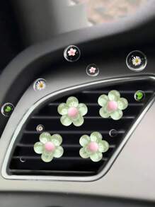 4pcs Car Air Outlet Decoration With Ice Transparent Small Flowers Car Air Conditioning Outlet Decoration - one-size - View 5
