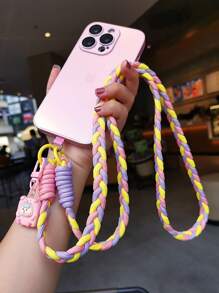 3-Strand Braided Phone Lanyard, Women Long Diagonal Hanging Neck Strap, Nylon Outdoor Travel Anti-Lost Cord With Random Color Metal Clasp Gifts For Mother, Family, Friends, Birthday, Holiday Phone Charm, Phone Chain - Multicolor - View 3