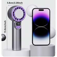 1 pieza Ventilador portátil mini recargable por USB, experiencia de frío helado de 0°C, diseño silencioso sin aspas, larga duración de la batería, alto rendimiento con turbo boost, pantalla LCD, motor sin escobillas, tamaño compacto para uso al aire libre en verano, artesanía digna de regalo