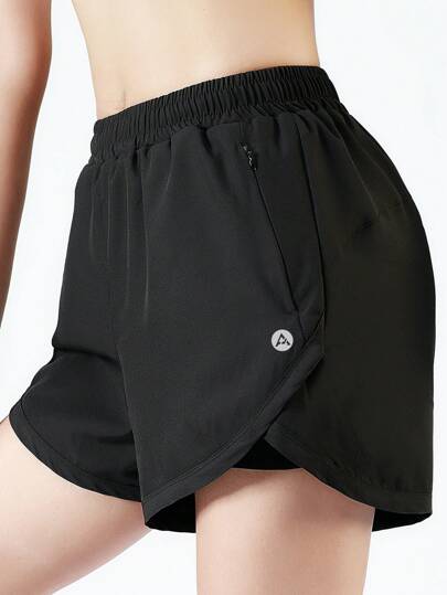 女士二合一夏季双层跑步短裤，带拉链口袋，时尚速干健身裤，适合日常锻炼、瑜伽、跑步和骑自行车