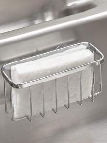 1pc Stainless Steel Sponge Holder With Suction Cup, Ideal For Organizing Your Kitchen Sink And Bathroom - Silver - View 9