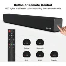 And Bestisan SE02 2.1 Channel Bluetooth 5.0 Sound Bar, Black - 1 - View 2