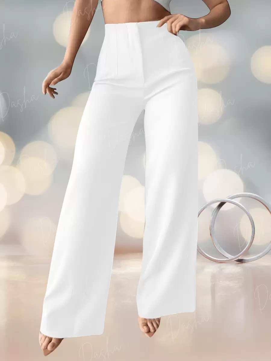 Pantalón Acampanado con detalle de Pinzas. - Blanco - Ver 1